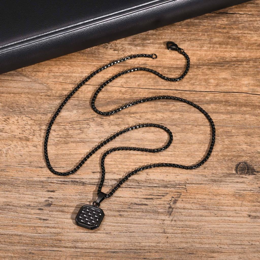 Stainless Steel Square Pendant Men, Sweater Stacked Necklace, Natural Tiger Eye Sweater Chain Nc-892