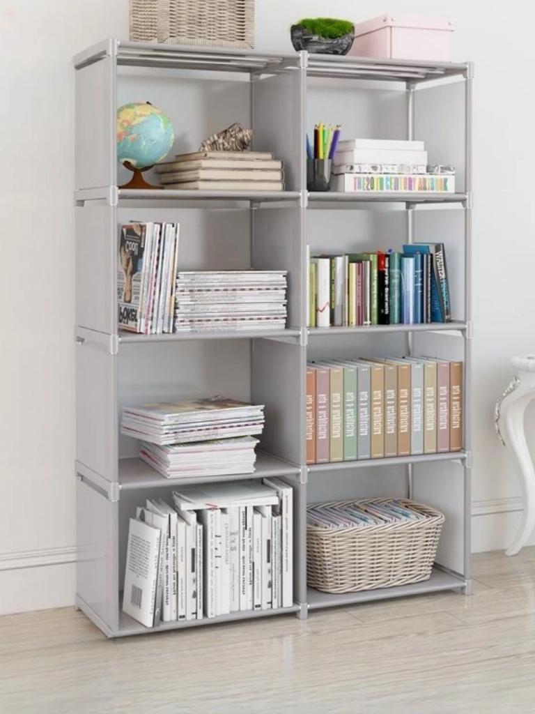 Metallaufbewahrung in Unifarbe für Verschiedenes, Einfache Bücheraufbewahrung, Doppelreihiges Bücherregal Geeignet für Arbeitszimmer und Heimgebrauch