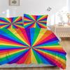 3pc Rainbow Stripes Cover Set - 1 Quilt Cover + 2 Pillowcases, All Seasons Bedroom Setting, Perfect for Home080
