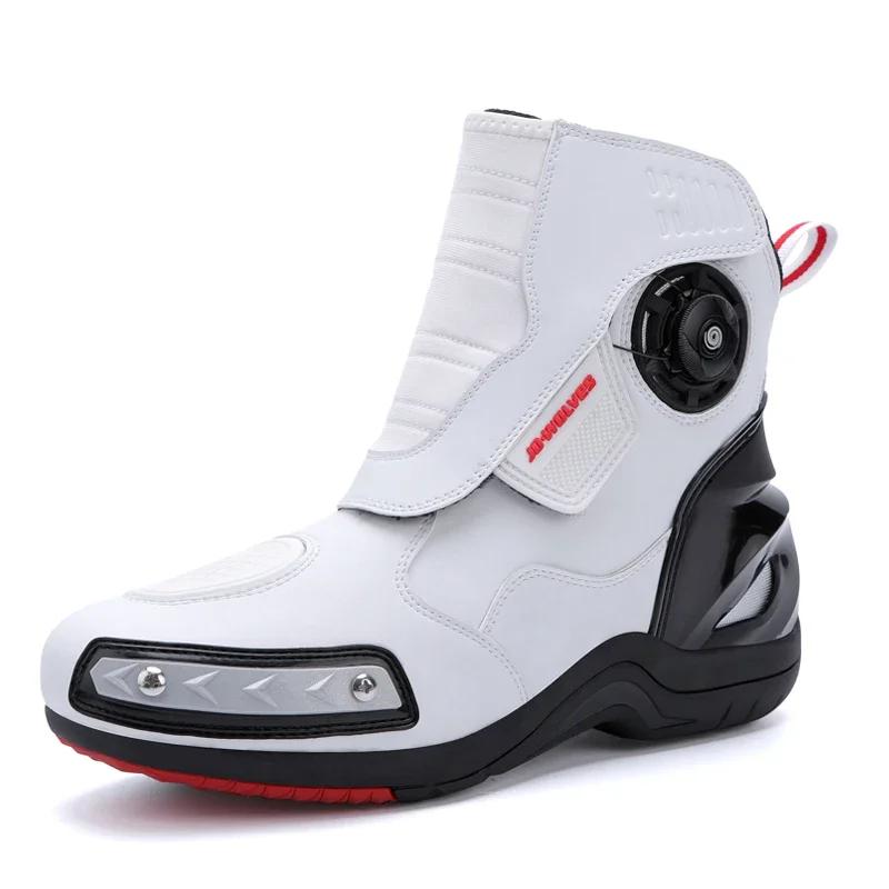 Men Motorcycle Boots Shoes Microfiber Leather Waterproof Quick Lacing Professional Botas Moto Hombre Bota Motociclista