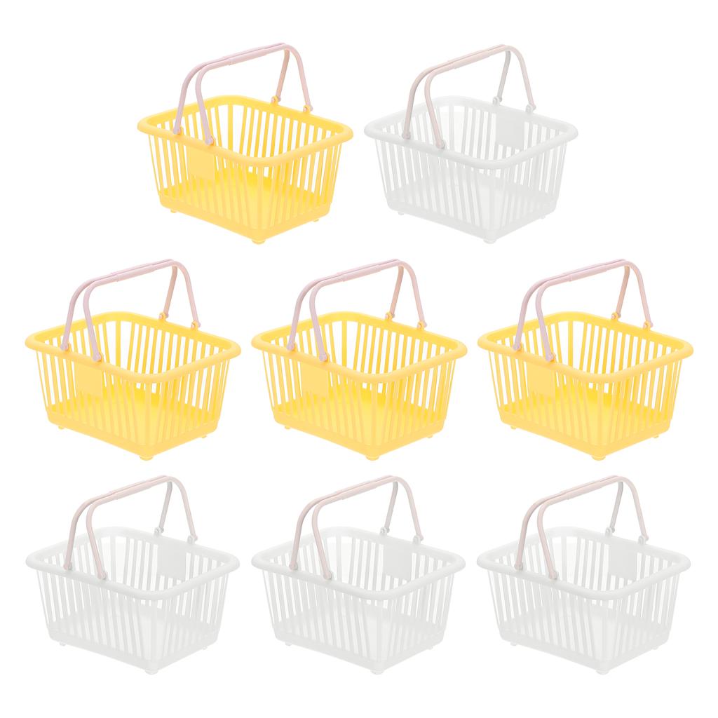 8 Stück Kleiner Plastikkorb Mini Aufbewahrungskorb Lebensmittel Winzige Einkaufskörbe mit Griff Organizer Gefiltertes Wasser für Spielzeug Snacks