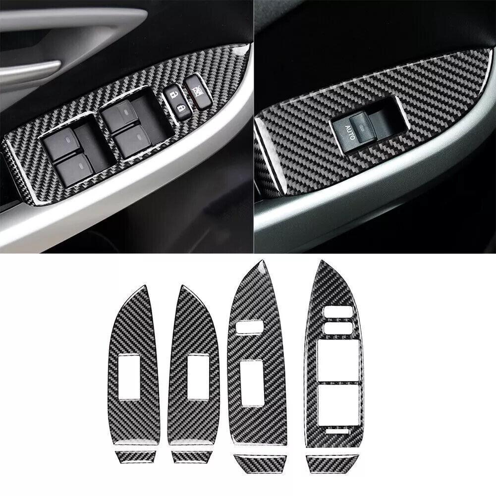 8Pcs For Toyota Prius 2012-2015 Carbon Fiber Interior Window Control Cover Trim