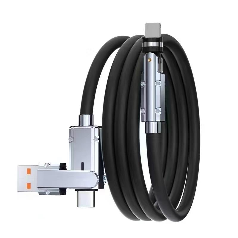 Dropshipping Stock Wholesaler Universal 540 Silicone Cable 2-in-1 Fast Charging Cable PD Fast Charge Data Cable for Iphone 1 meter чёрный