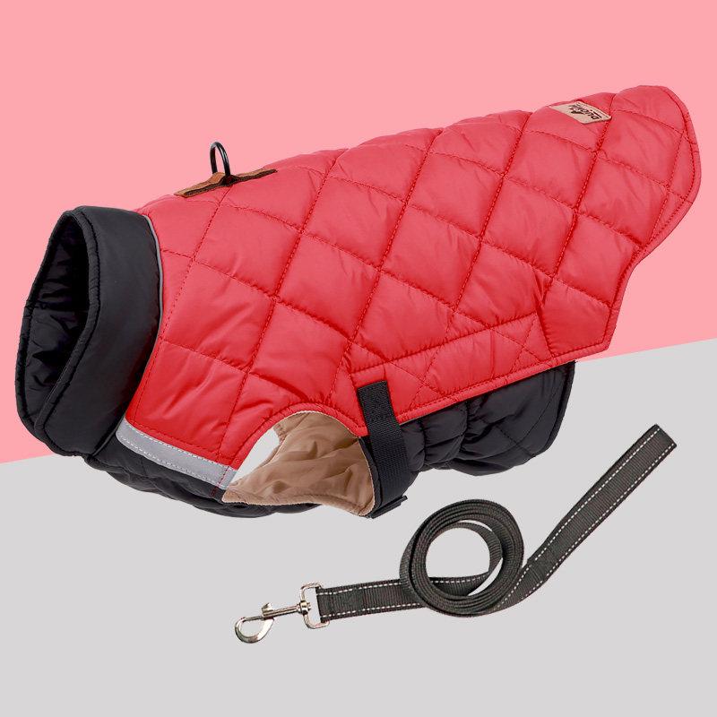 Autumn/Winter Warm Dog Coat with Leash Buckle - Fits Medium/Large Dogs: Shiba Inu, Border Collie, Corgi