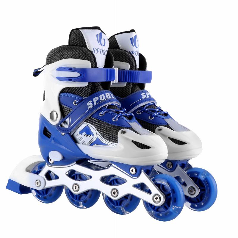 Adjustable Children's Inline Roller Skates Set with PVC Flash Wheels, Helmet, and Protective Gear