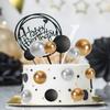 20Pcs Cake Decoration Gold Silver Ball Happy Birthday Cake Topper Ornament Cupcake Flag Wedding Ball Decor Baby Birthday Decor
