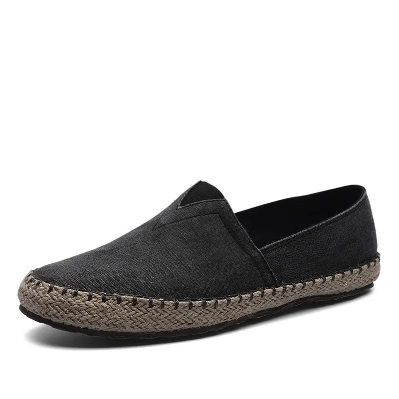 Fashion Men's Flat Canvas Shoes High quality Espadrilles Footwear Hemp Lazy Flats For Men Loafers Driving Shoes