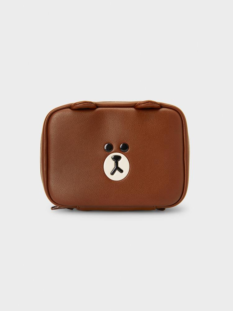LINE FRIENDS Brown Medium Leather-like Square Pouch