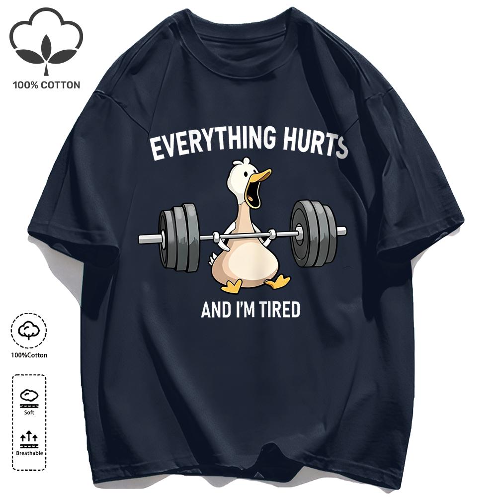 The Great Goose Striving For Fitness T-Shirt Unisex Loose Cotton Tee Trendy Summer Short Sleeve Unisex All-Match Hip Hop Clothing