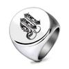Vintage 22MM Round Stainless Steel Ring 26 Initial Letter Minimalist Unisex Finger Ring