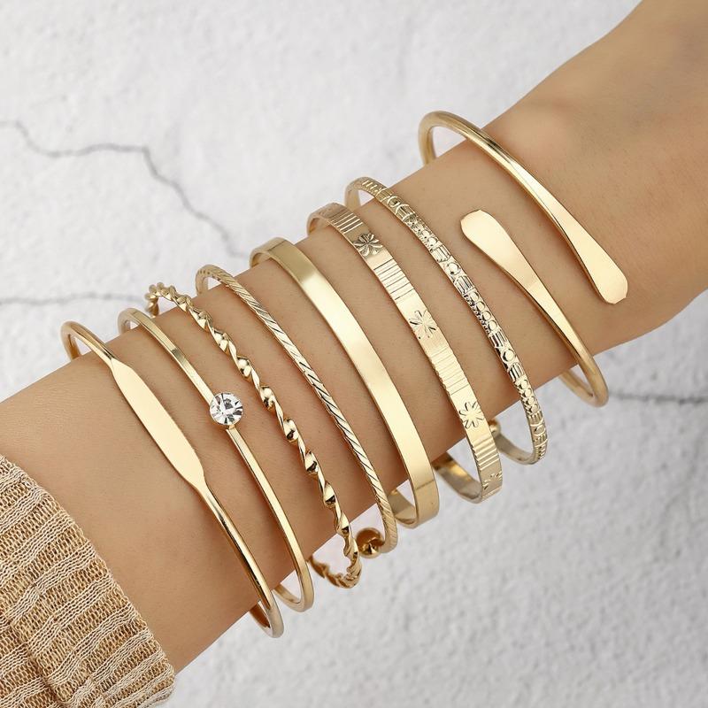 Jewelry, Rhombus Twist Glossy Bracelet Set, Irregular Punk Bracelet Set