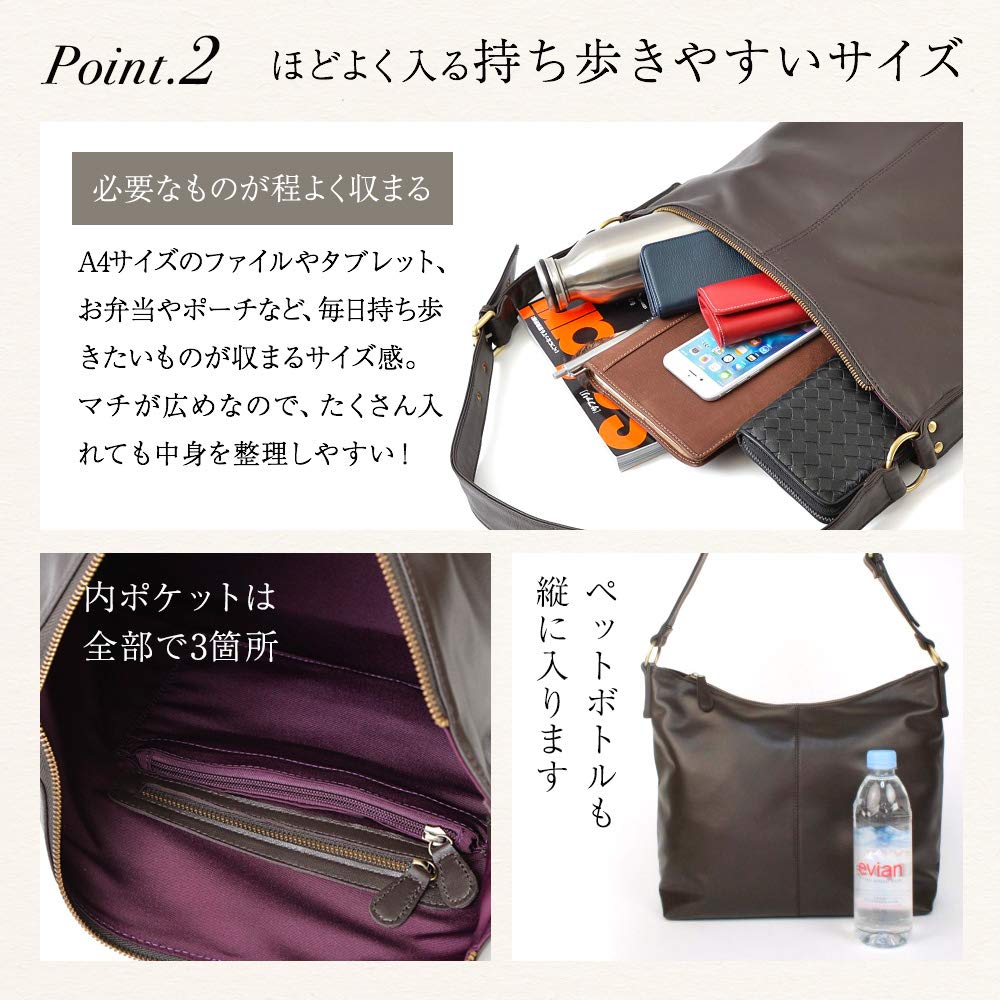 Genuine Leather Shoulder Bag for Dominique Cinnamon [Notre Favori] Women, Crossbody, Lamb, Medium,