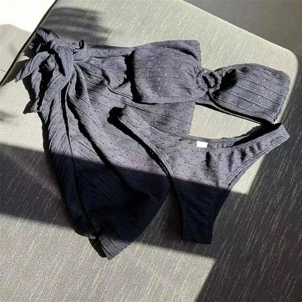 Sexy With  Mid Waist Bikini Female Swimsuit Women Swimwear Three-pieces Bikini Set Bather Bathing Suit Swim