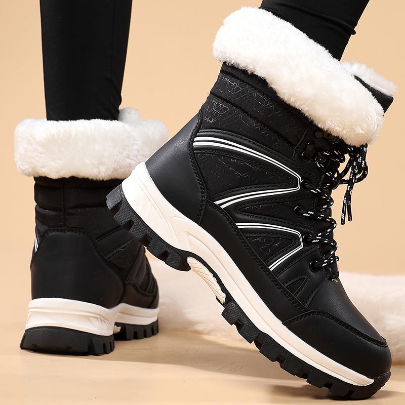 Damen Schneestiefel Wasserdicht Winter Warmhalten Plüsch Baumwollstiefel Plateau Stiefeletten Schneeschuhe Fell Outdoor Kurze Stiefel Mode