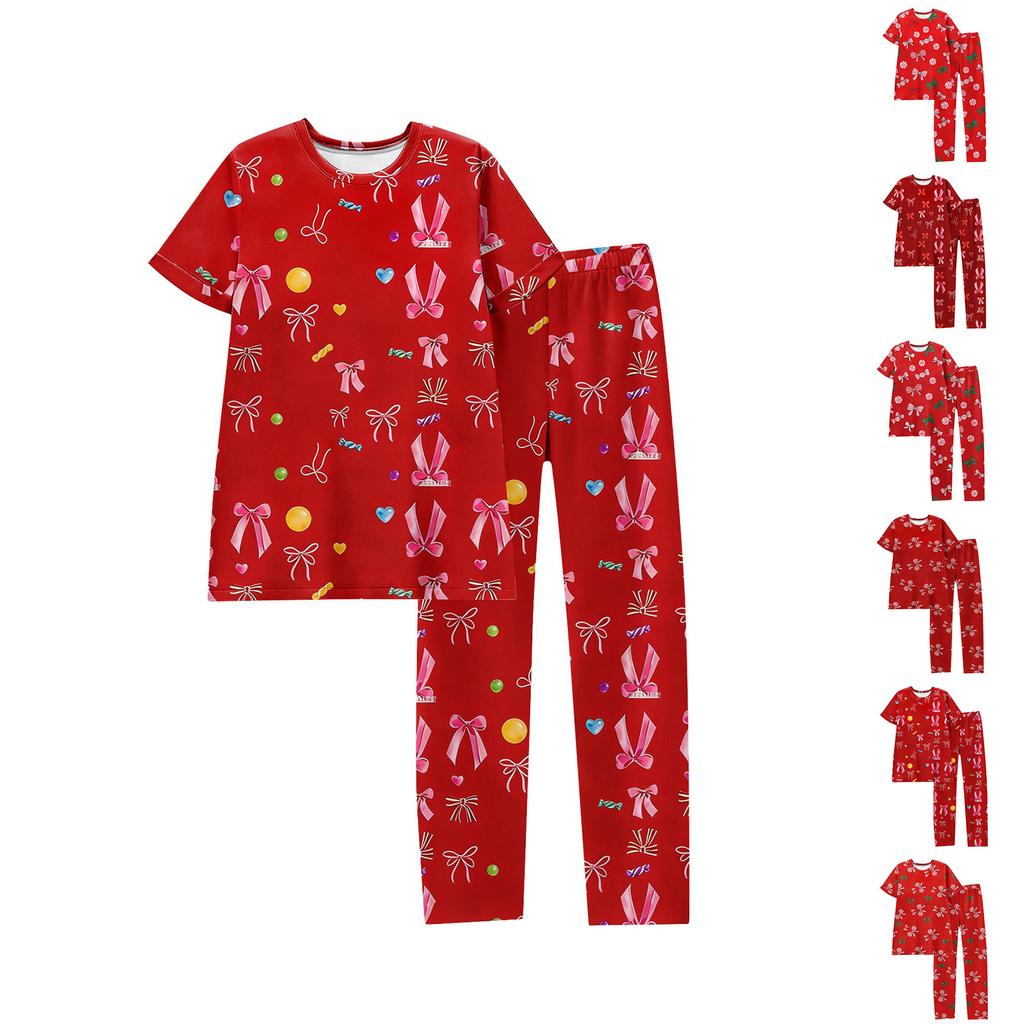 Women's Valentine's Day Butterfly Print Short,Sleeve Pajama Set