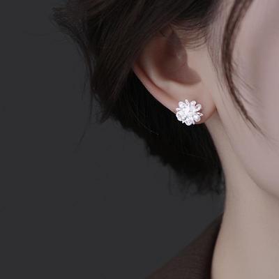 Exquisite Ice Crystal Flower Stud Earrings: New 2026 High-End, Light Luxury & Versatile Jewelry for Women