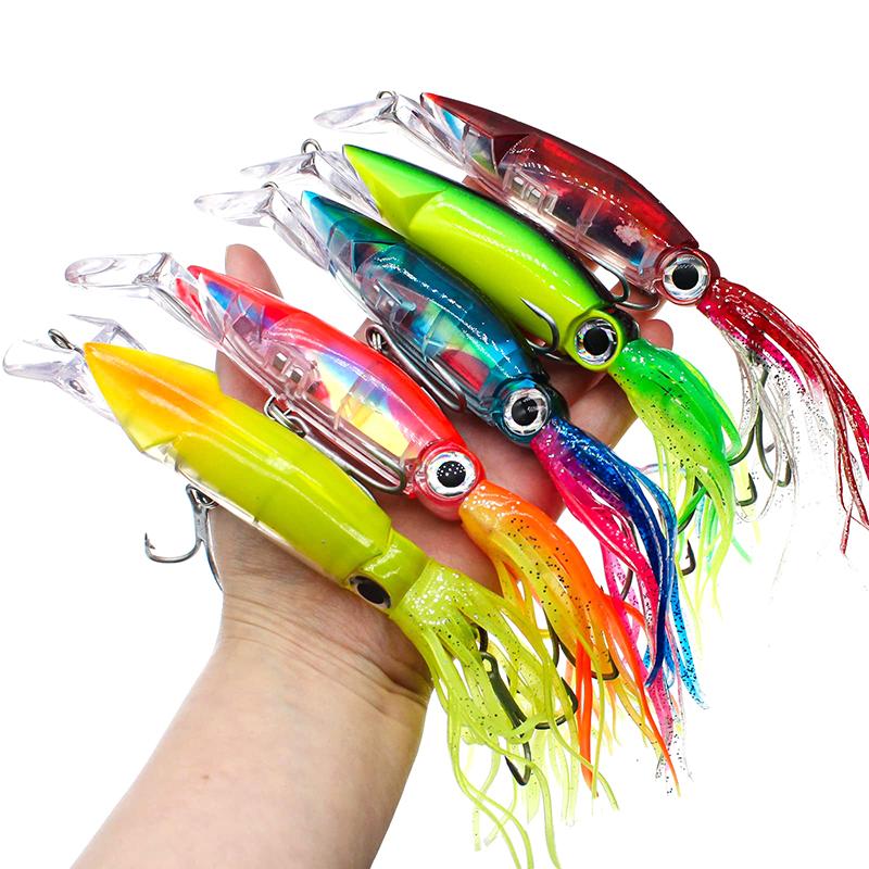 Sea Fishing Long Shot Big Octopus Squid Bait Luya Bait Fake Bait With Beard Plastic Squid Bait
