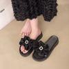 Women's Outer Slippers 2025 Summer New Bow Sandals Soft Thick Bottom Versatile Lazy Non-slip Beach One-word