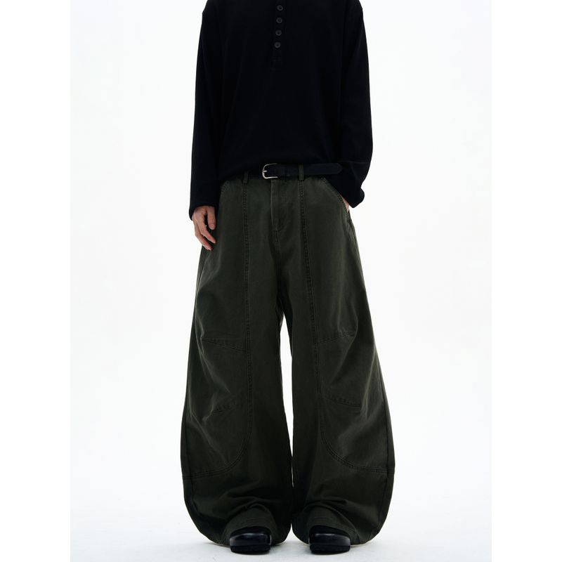 Kisko American Retro Deconstructed Design Drapey Cleanfit Cargo Pants Unisex Loose Straight Scimitar Trousers