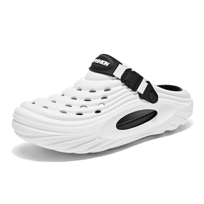 Casual Clogs Mens Sandals 2025 Summer EVA Beach Shoes for Men Fashion Hollow-out Slippers Solid Color Garden Shoes Closed-toe