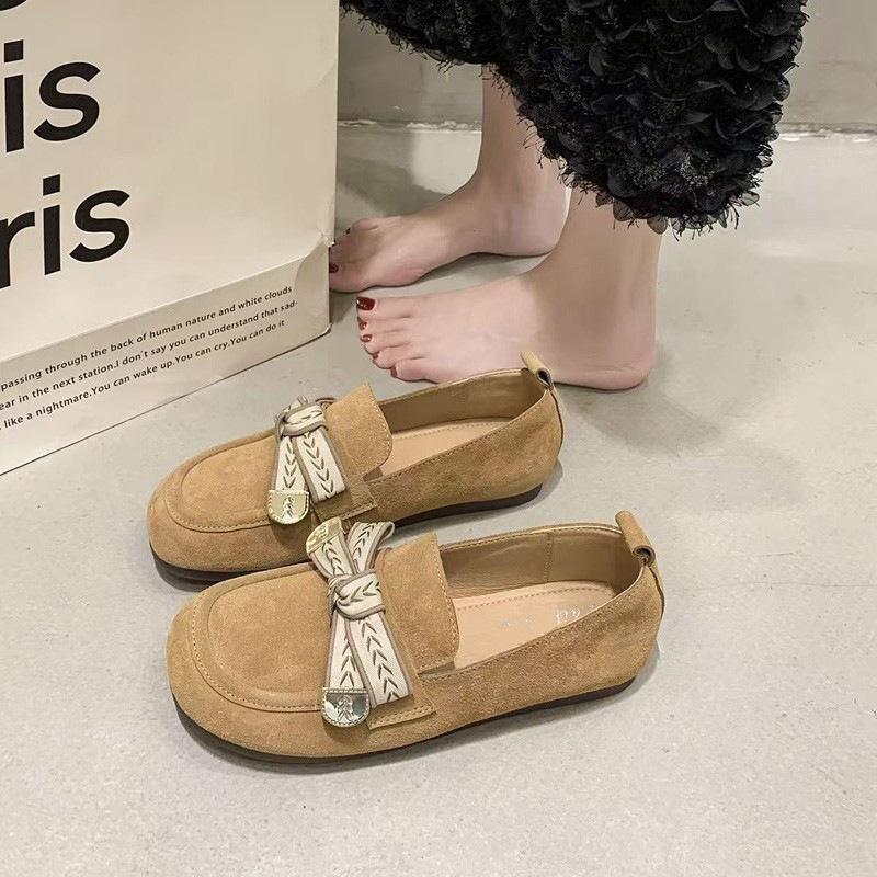 Doudous neue flachsohlige lässige Retro-Freizeitschuhe mit Schleife und weicher Sohle für Röcke und als einzelne Schuhe