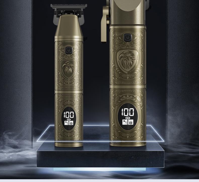 Rechargeable Digital Hair Clipper Set with Engraving, Professional Salon Quality for Home Use