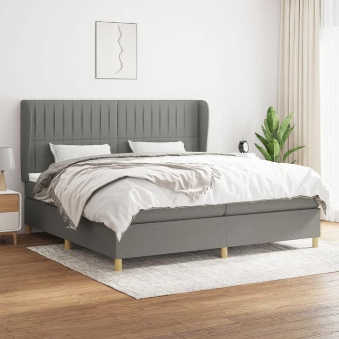 Maison Exclusive - Lattenrost-Bettgestell mit Matratze Dunkelgrau 200x200cm Stoff