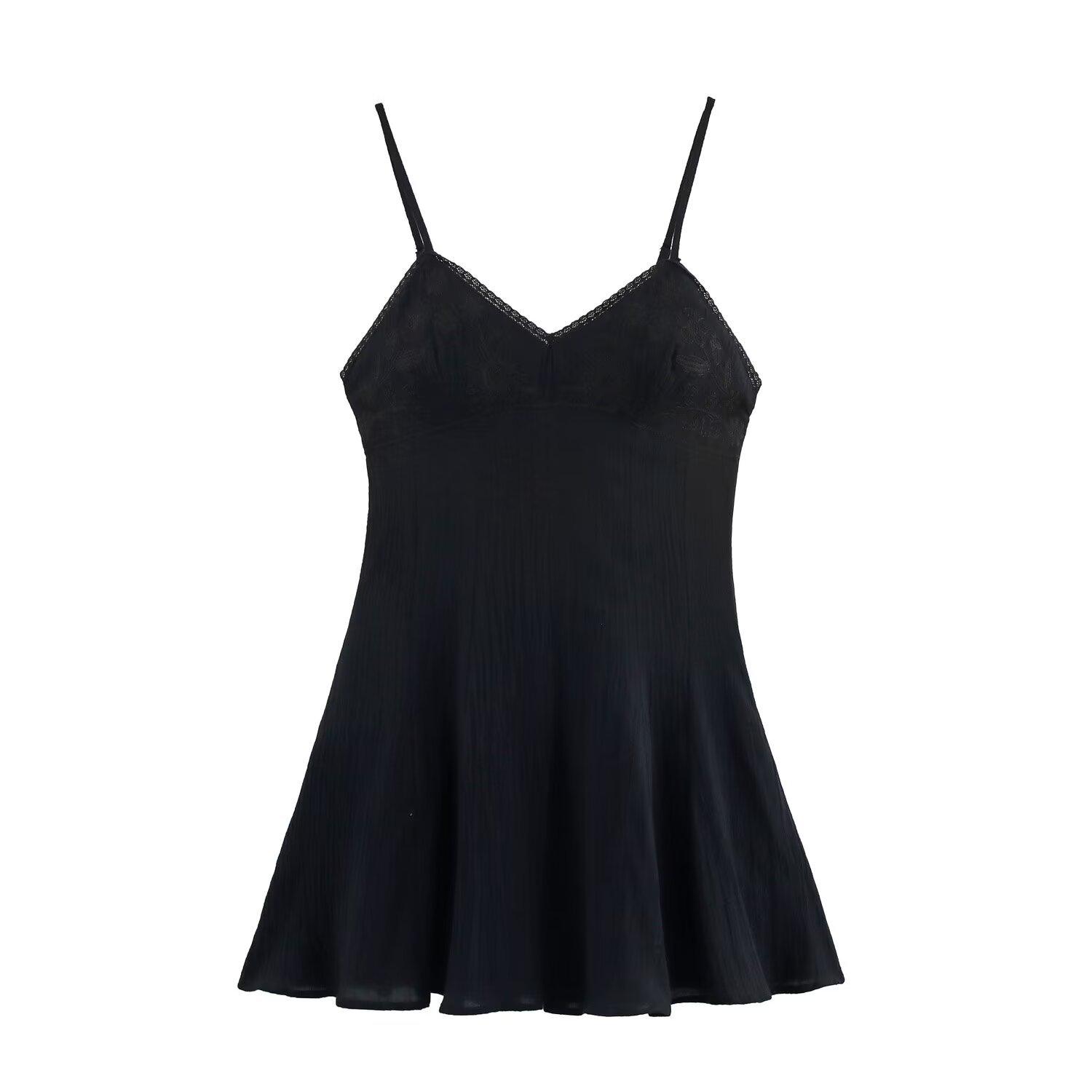 

Весна 2025 Женское вышитое короткое платье в европейском и американском стиле Small чёрный