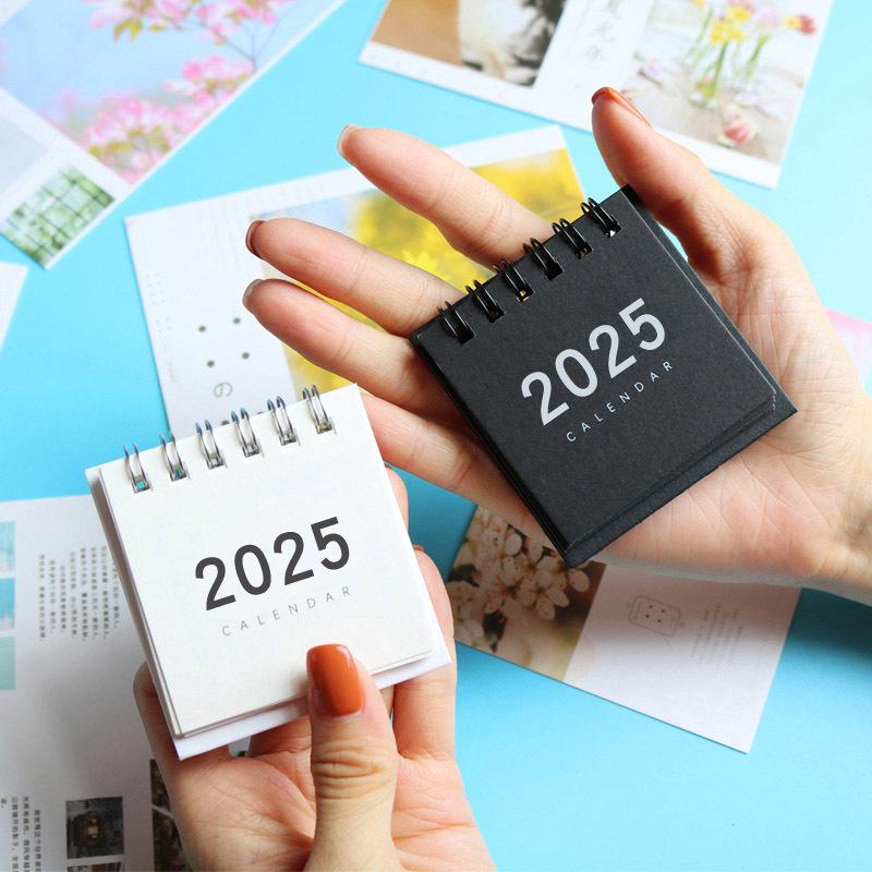 2025 Mini MUJI-Style Retro Desk Calendar | Punch Card & Lunar Features | Desktop Decoration & Ornaments