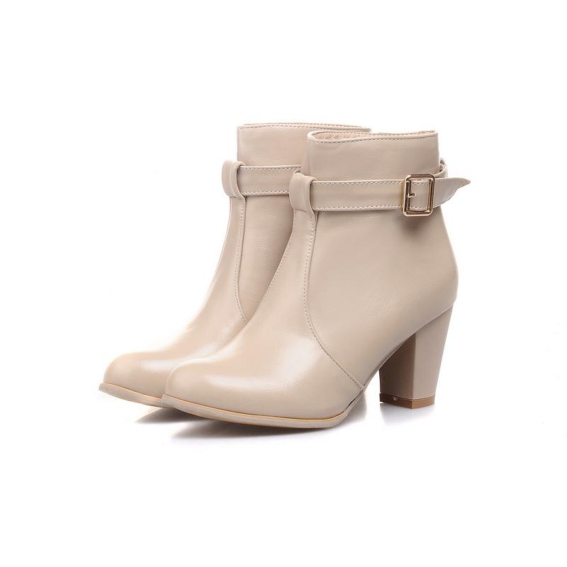 

Женские короткие сапоги на высоком каблуке, осень и зима, новые однотонные замшевые короткие сапоги большого размера на толстом каблуке 34 слоновая кость