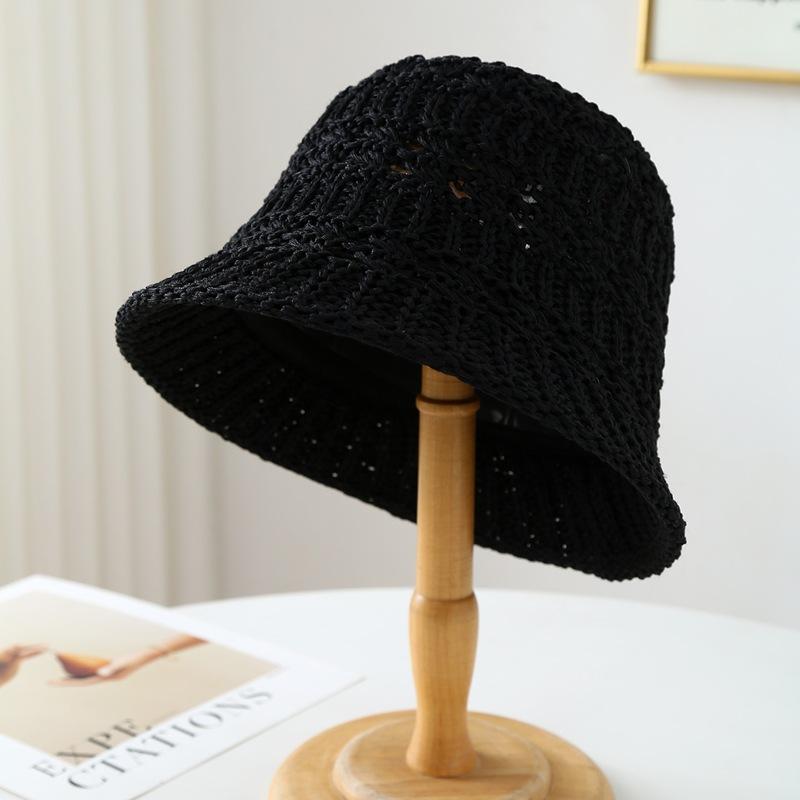 

New Style Hats Summer Fisherman Straw Hat Women, And Stylish Sunhat Travel Vacation 56-58cm чорний