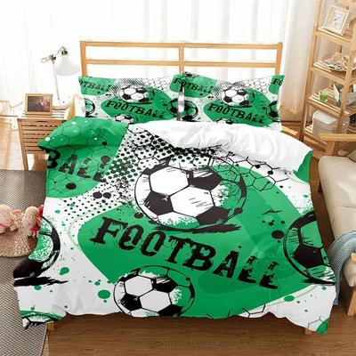 Sportthema Jungen Bettwäsche Set Mikrofaser Fußball Bettdeckenbezug für Kinder Mädchen Teenager Bettbezug Hip Hop Graffiti Steppdeckenbezug