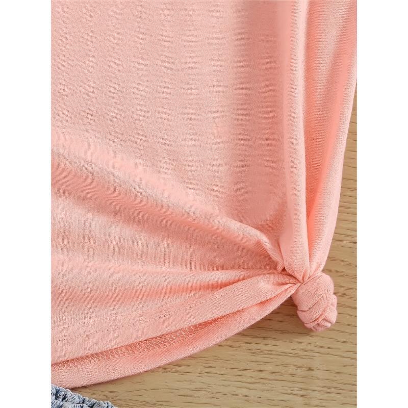 European sizes Girls' Casual T-Shirt  nteractive Cat Print Round Neck Fashionable Comfort Spring/Summer Tee, Girls Clothing Gift