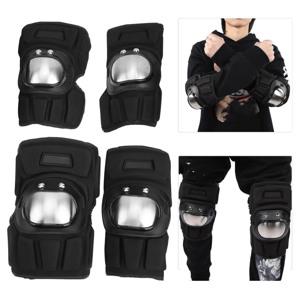 4Pcs Motorcycle Knee Elbow Guard Kit Protective Pads Outdoor Riding Support Brace Gear4Pcs Protection Gear