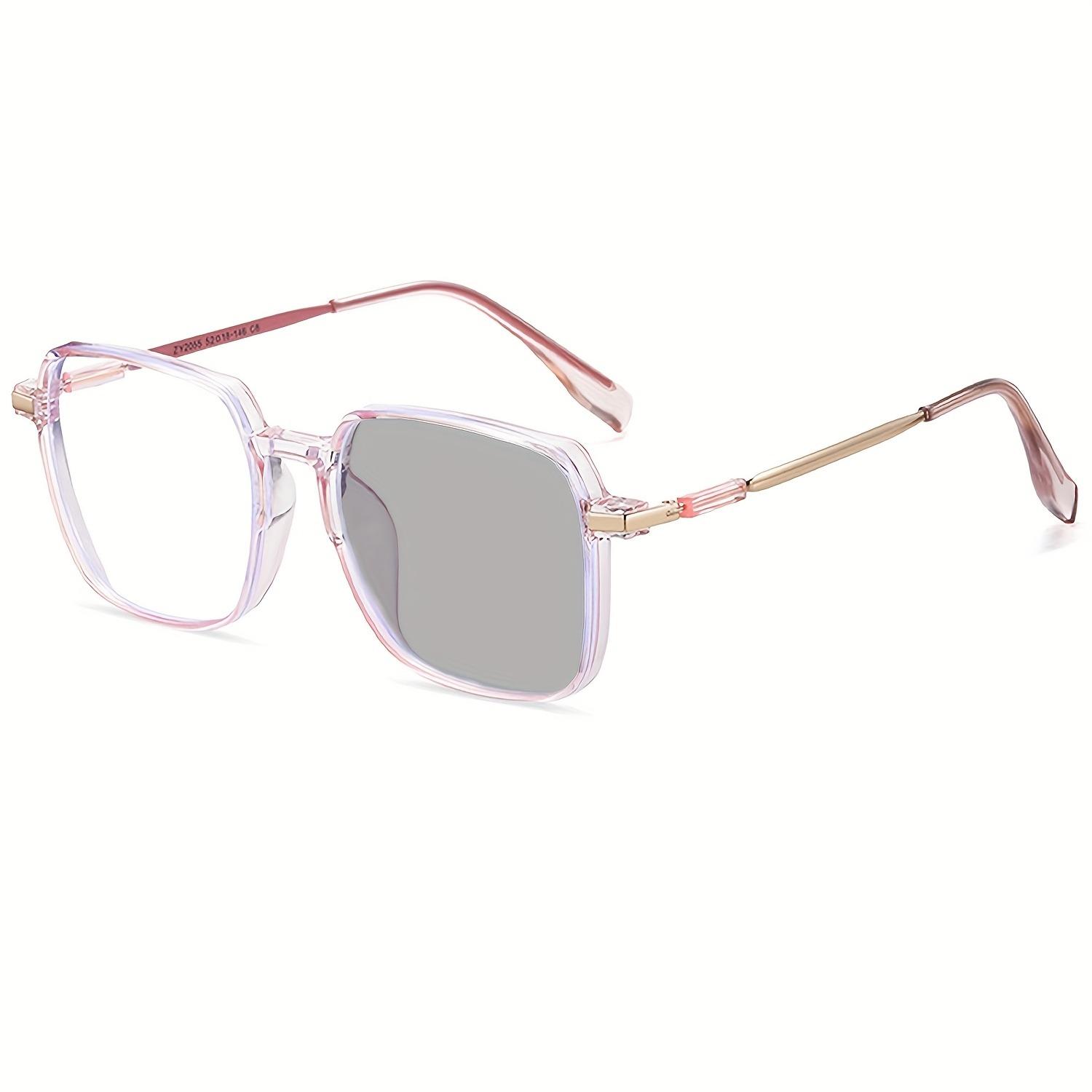 

1pc exquisite large frame women s color changing reading glasses, comfortable and simple integrated nose support +150 розовый