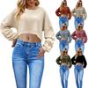 Women's Fashion Casual Solid Color Print Long Sleeve O Neck Blouses & Shirts