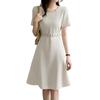 High-end acetic acid dress summer  new high-end waist temperament celebrity a-word skirt