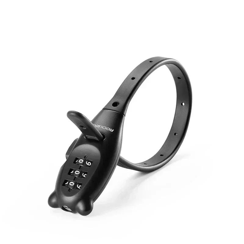 ROCKBROS Password Motorcycle Helmet Lock Stainless Steel Nylon Sheath Zinc Alloy Cylinder Portable Anti-theft Bicycle Cable Tie 25.5cm