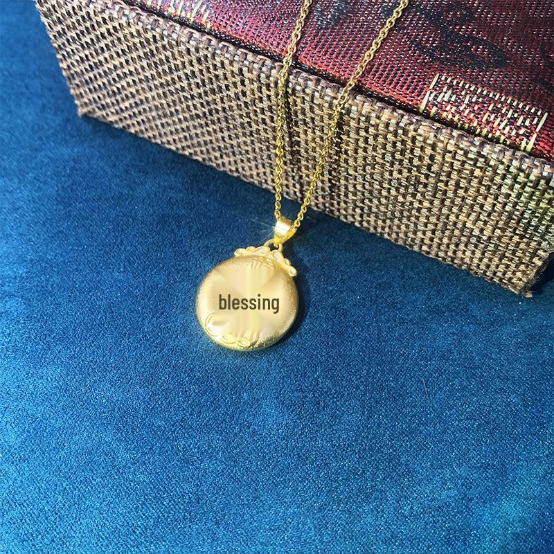 Best-Selling Lucky Bag Pendant Necklace: Elegant Gold Round Charm for Women