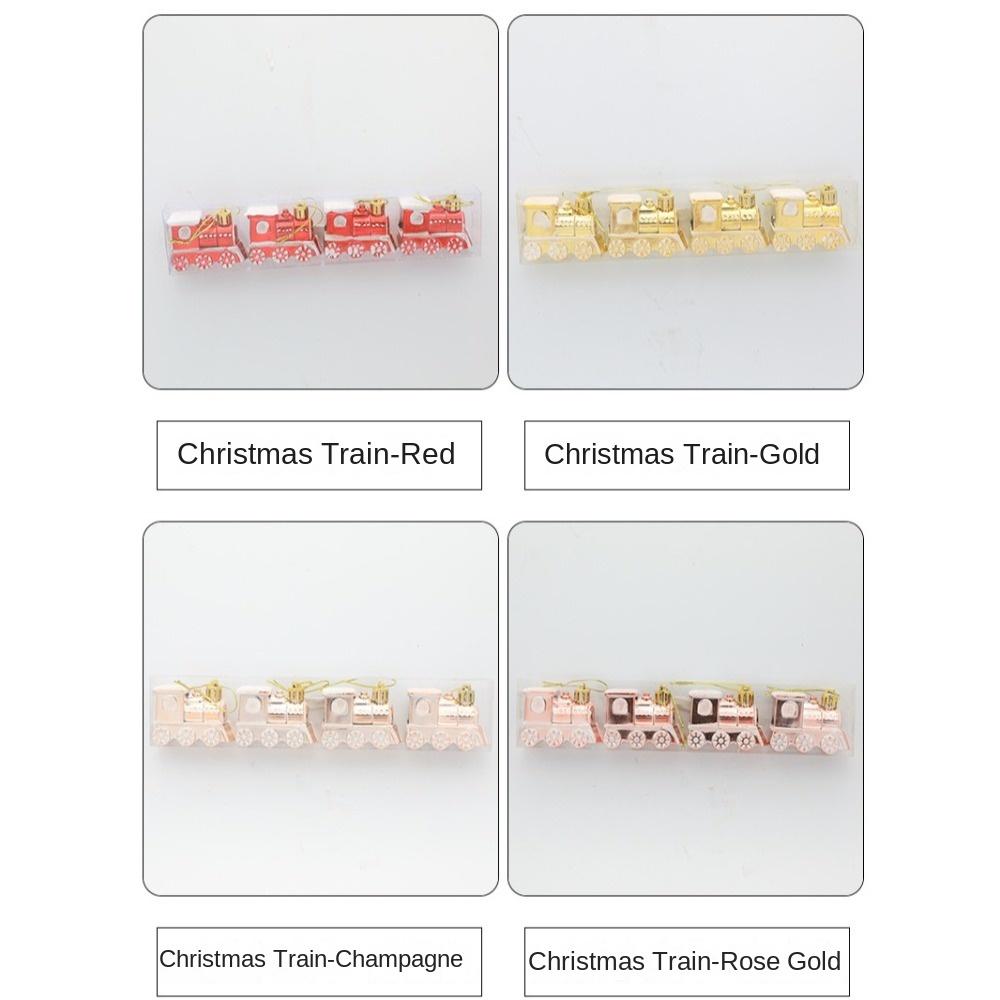 4PCS/Box Small Car Train Christmas Gifts Boxes Pendant DIY Crafts Painted Christmas Decorations