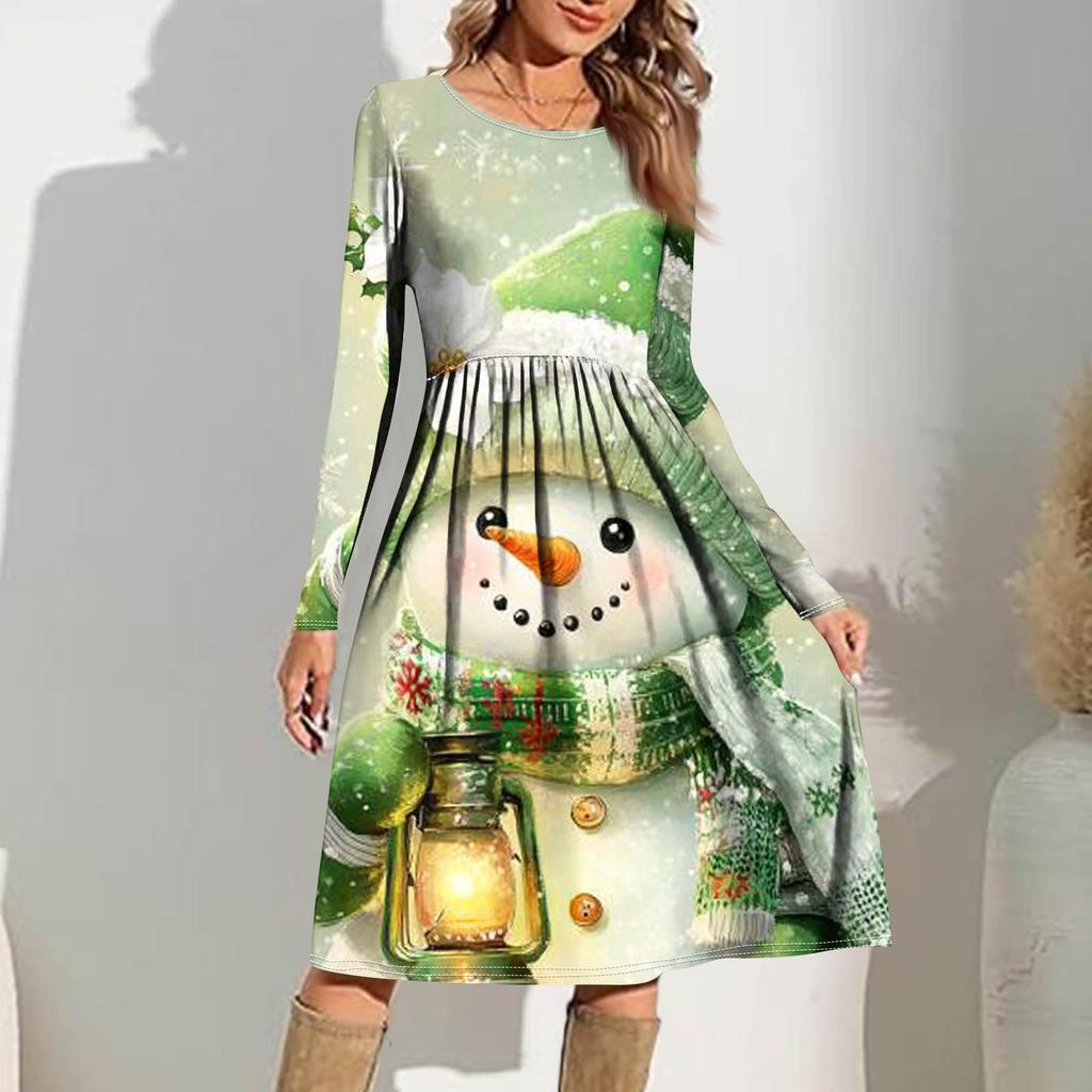 Rochie casual de damă cu imprimeu gradient, de primăvară, cu buzunar, cu gât rotund și mâneci lungi