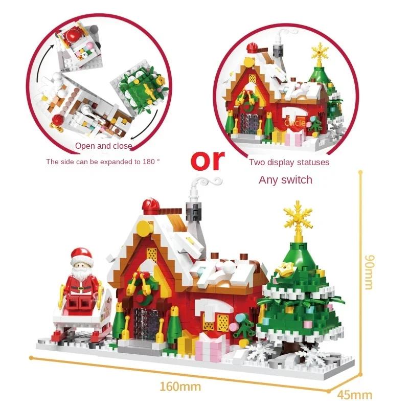 Latest Small Blocks Fun Christmas Tree Goods Music Box Santa Claus Construction Blocks Toy Adults Present Xmas New Year Girl  Yg