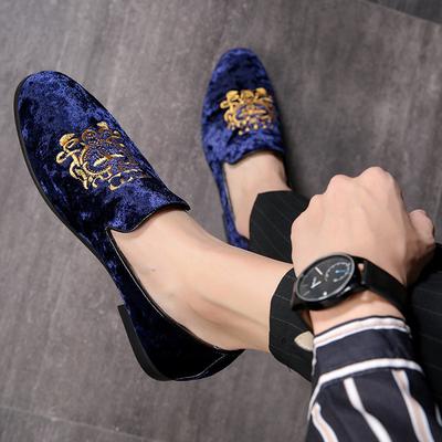 Mote Fest Bryllupssko Håndlagde Herre Loafers Broderte Velur Sko Herre Dressko Herre Fets