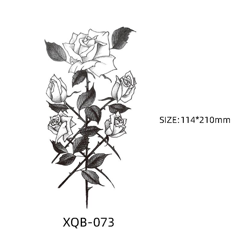 Waterproof Black & White Sketch Flower Half Sleeve Tattoo Stickers