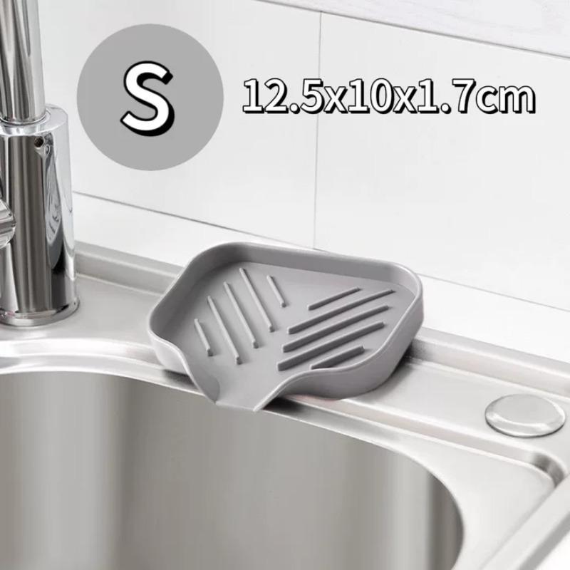 

Silicone Self Draining Sink Tray Soap Sponge Holder Kitchen Organizer Bathroom Caddy for Dish Soap Dispenser Counter Storage 1pcs