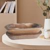 Wooden Dough Bowls For Decor Candle Tray Decorative Bowl Home Decor Oblong Fruit Bowl For Kitchen Counter Rustic Carved