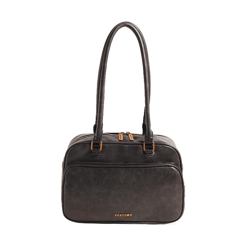 Autumn Retro Portable Bowling Bag Women's 2025 New Simple Niche Underarm Bag Large-capacity Briefcase