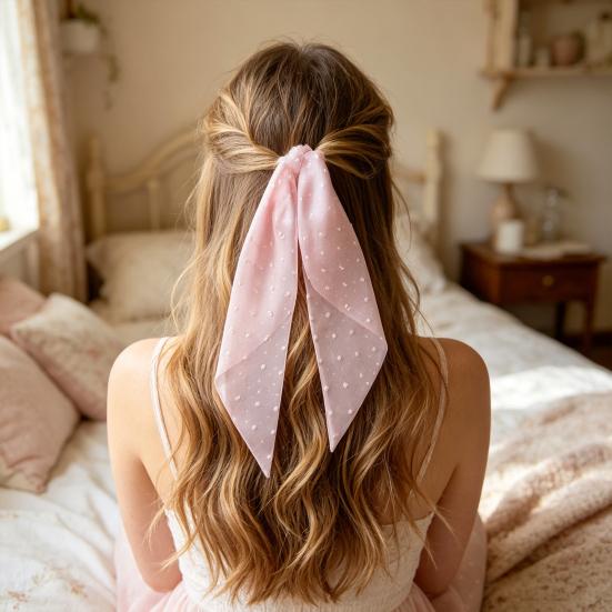 Hair Tie High Elasticity Bow Ribbon Design Lightweight Yarn Hair Rope Ponytail Holder Versatile Hair Accessory