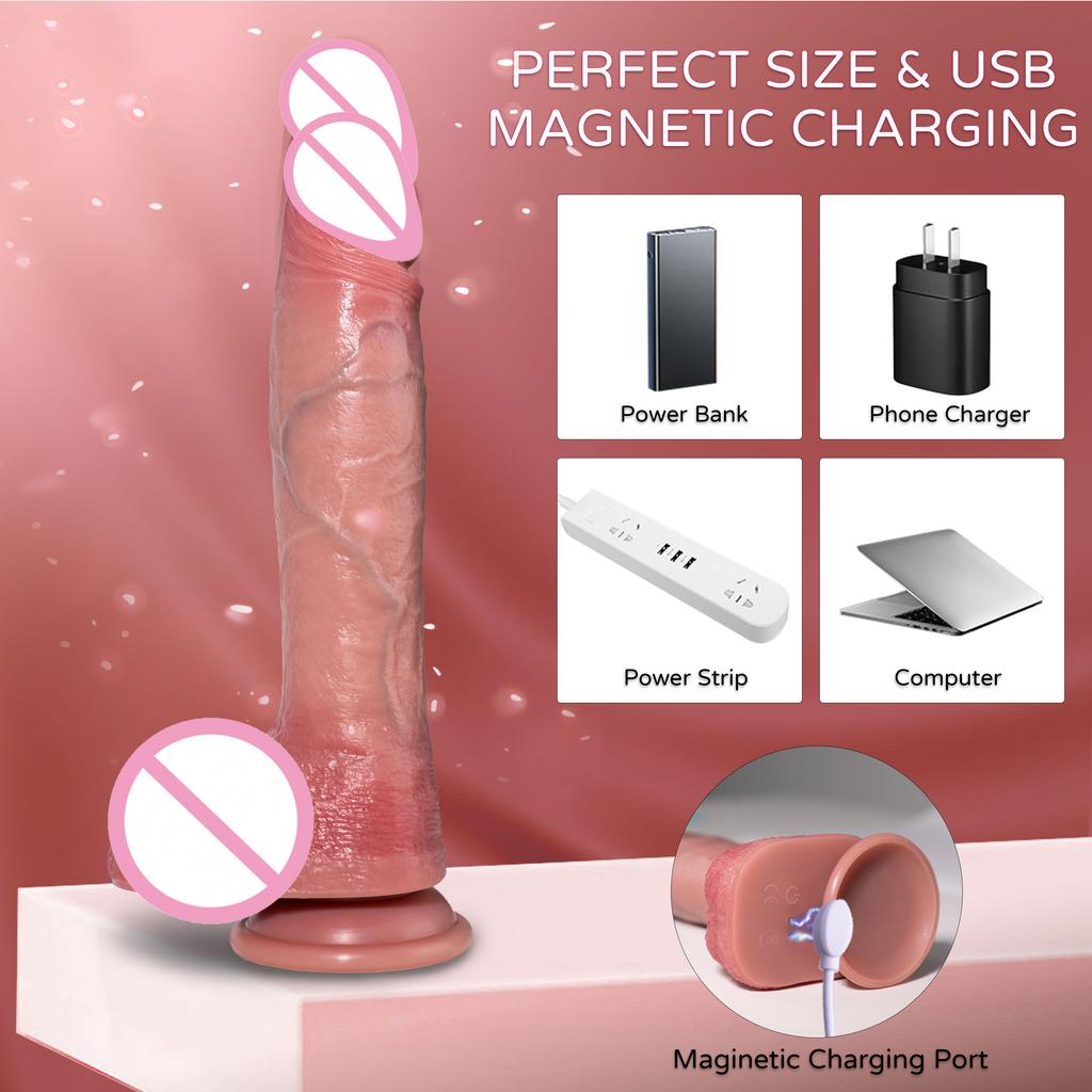 Realistischer ferngesteuerter vibrierender Dildo Teleskopisch Heizend Großer Penis für weiblichen G-Punkt Vagina Massagegerät Sexspielzeug für Frauen Erwachsene