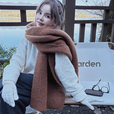 Autumn and Winter New Versatile Simple Warm Scarf Neck Protection Student Solid Color High-end Knitted Shawl Scarf